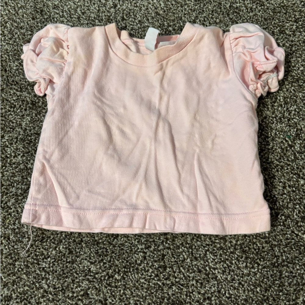 Charming Light Pink Ruffled Sleeve Kids Tee